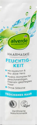 alverde NATURKOSMETIK Haarmaske Feuchtigkeit Aloe Vera & Hyaluron, 20 ml