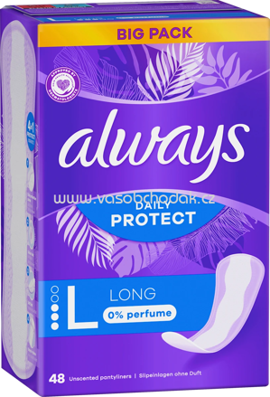 always Slipeinlagen Daily Protect Long ohne Duft Big Pack, 48 St