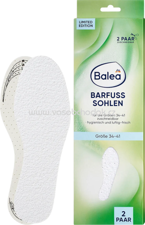 Balea Einlegesohlen Barfuß weiß, Gr. 34-41, 2 Paar, 4 St