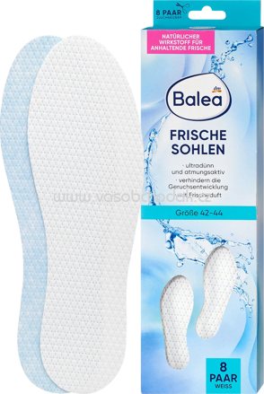 Balea Einlegesohlen Frischesohlen weiß, Gr. 42-43, 8 Paar, 16 St