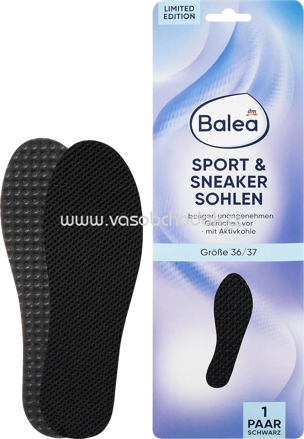 Balea Einlegesohlen Sport & Sneaker schwarz, Gr. 36/37, 1 Paar, 2 St