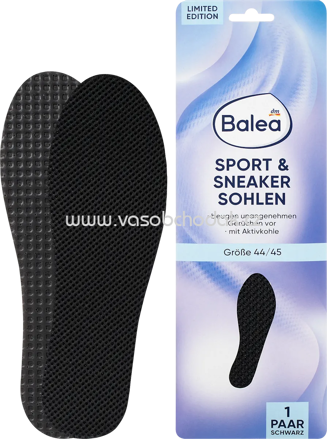 Balea Einlegesohlen Sport & Sneaker schwarz, Gr. 44/45, 1 Paar, 2 St