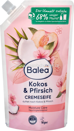 Balea Cremeseife Pfirsich & Kokos Nachfüllpack, 500 ml