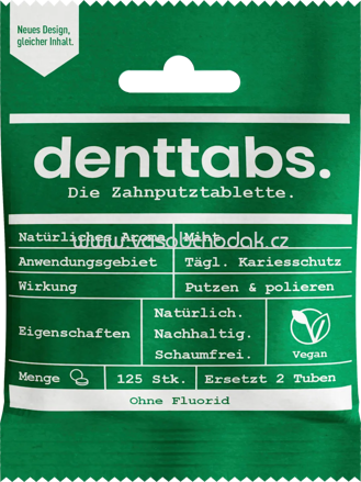 DENTTABS Zahnputztabletten fluoridfrei, 125 St