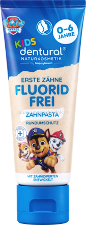 dentural Zahnpasta Kinder Erste Zähne,0-6 Jahren, fluoridfrei, 75 ml