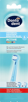 Dontodent Universal-Aufsteckbürsten Active Young blau, 4 St