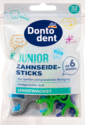 Dontodent Zahnseidesticks Junior ab 6 Jahren, 32 St