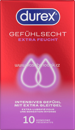 Durex Kondome Gefühlsecht Extra Feucht, Breite 56mm, 10 St