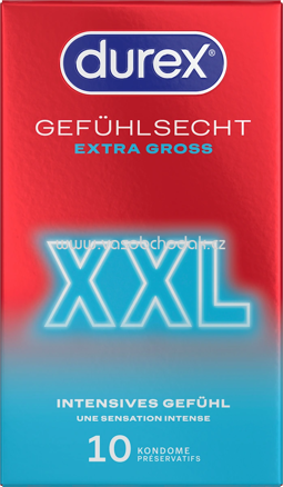 Durex Kondome Gefühlsecht Extra Groß XXL, Breite 60mm, 10 St