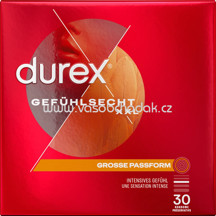 Durex Kondome Gefühlsecht Extra Groß XXL, Breite 60mm, 30 St