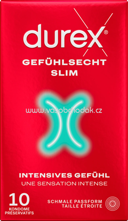 Durex Kondome Gefühlsecht Slim fit, Breite 52,5 mm, 10 St