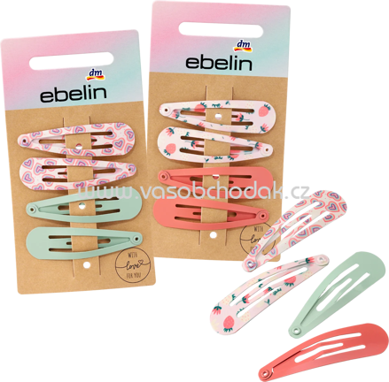 ebelin Haarclips Herzen/Erdbeeren, 4 St