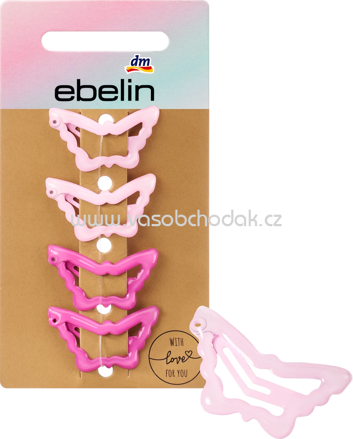 ebelin Haarclips Schmetterlinge rosa, 4 St