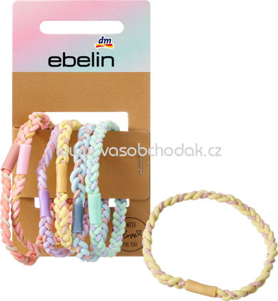 ebelin Haargummis geflochten bunt, 6 St