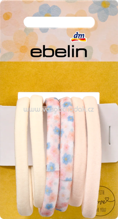 ebelin Haargummis mit Blumen-Motiv, mehrfarbig, 6 St