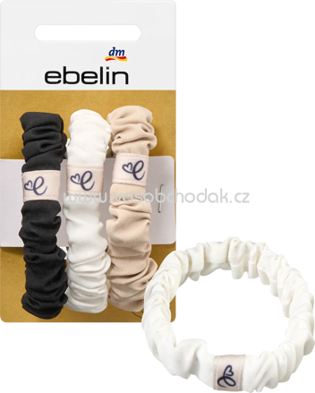 ebelin Haargummis gerafft creme, rosé, schwarz, 3 St