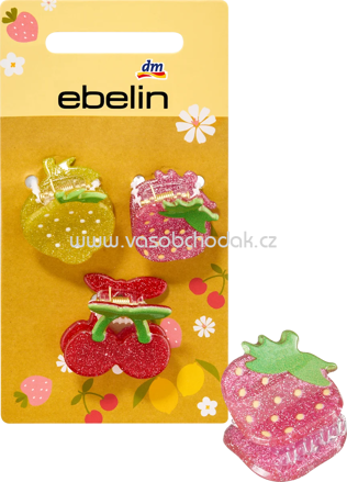 ebelin Haarklammern Erdbeere, Zitrone, Kirsche, 3 St