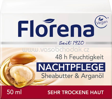 Florena Nachtcreme Sheabutter & Arganöl, 50 ml