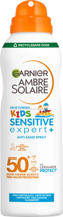 Garnier Ambre Solaire Sonnenspray Aerosol Kids sensitiv expert+, anti Sand LSF 50+, 150 ml