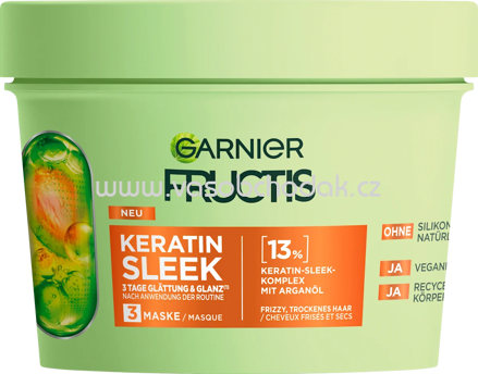 GARNIER FRUCTIS Haarmaske Keratin Sleek, Anti-Frizz Kur, 370 ml