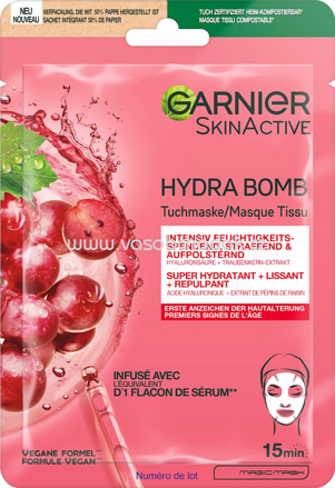 Garnier Skin Active Anti Aging Tuchmaske Hydra Bomb Traube, 28 g