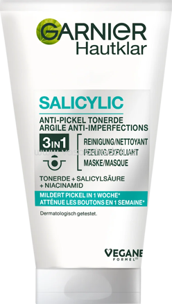 Garnier Skin Active Anti Pickel Reinigungscreme Hautklar 3in1 Tonerde, 150 ml