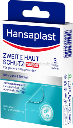 Hansaplast Pflaster Strips Zweite Haut Groß, 3 St