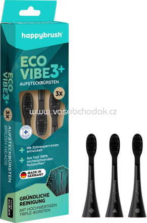 happybrush Aufsteckbürsten Eco Vibe 3+ schwarz, 3 St