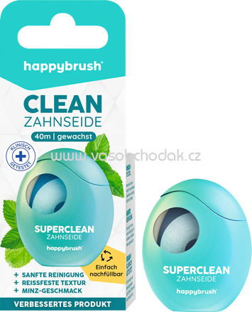 happybrush Zahnseide Clean gewachst, 40 m