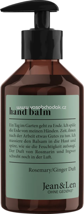 Jean&Len Hand Balm Rosemary & Ginger, 250 ml