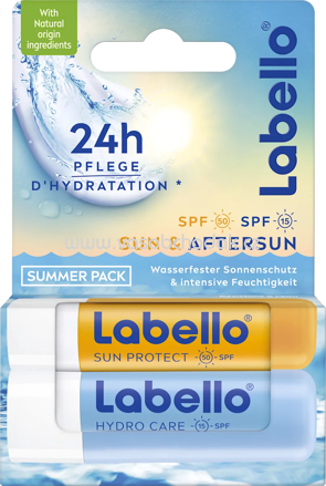  Labello Lippenpflegestift Sun LSF 50 & Hydro LSF 15 Sommermix Set​ (2x4,8 g), 9,6 g