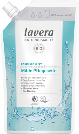 lavera NATURKOSMETIK Flüssigseife Basis sensitiv mit Bio-Aloe Vera & Bio-Kamille, Nachfüllpack, 500 ml
