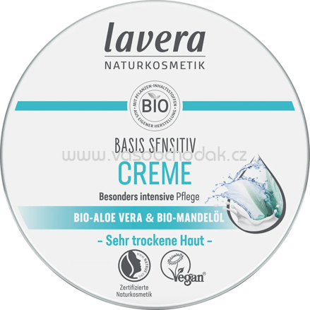 lavera NATURKOSMETIK Gesichtscreme Basis Sensitiv in der Dose, 150 ml
