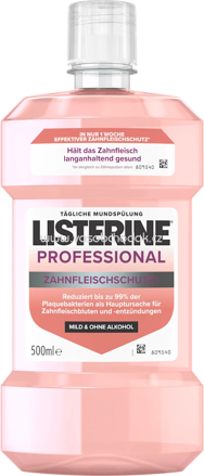 Listerine Mundspülung Professional Zahnfleischschutz+, Mild & Ohne Alkohol, 500 ml