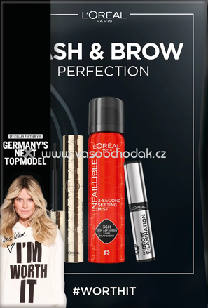 L'ORÉAL PARiS Make-up Set GNTM Lash & Brow Perfection mit Mascara, Augenbrauengel & Fixierspray, 1 St