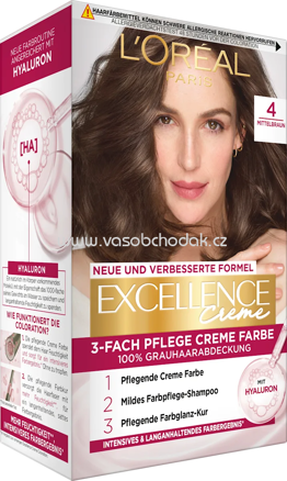 L'ORÉAL PARiS EXCELLENCE Creme Haarfarbe 4 Mittelbraun, 1 St