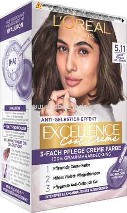 L'ORÉAL PARiS EXCELLENCE Creme Haarfarbe Cool Creme 5.11 Ultra Kühles Hellbraun, 1 St