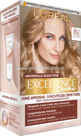 L'ORÉAL PARiS EXCELLENCE Creme Haarfarbe Nude 8U Hellblond, 1 St