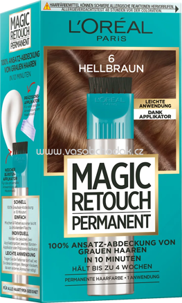 L'ORÉAL PARiS MAGIC RETOUCH Ansatzset zur Abdeckung von grauem Haar, 6 Hellbraun, 1 St