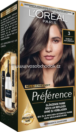 L'ORÉAL PARiS PRÉFÉRENCE Haarfarbe 3 Dunkles Naturbraun, 1 St