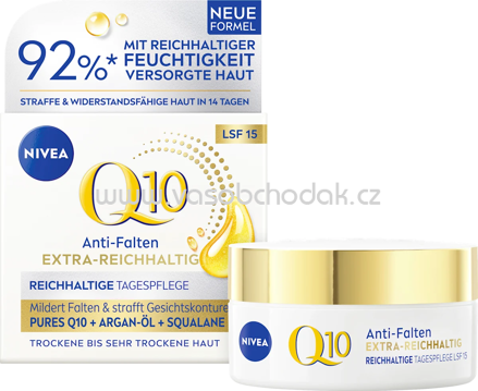 NIVEA Anti Falten Gesichtscreme Q10 extra reichhaltig LSF 15, 50 ml