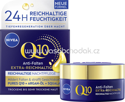 NIVEA Anti Falten Nachtcreme Q10 extra reichhaltig, 50 ml