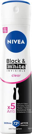 NIVEA Antitranspirant Deospray Black & White Invisible Clear, 150 ml