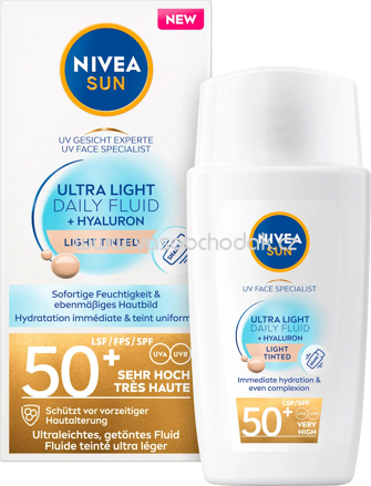NIVEA SUN Sonnenfluid Gesicht leicht getönt, invisible daily, LSF 50+, 40 ml