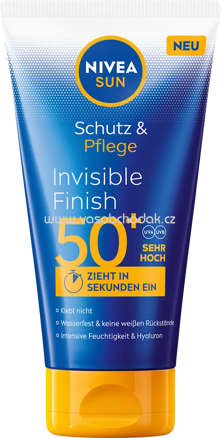 NIVEA SUN Sonnenmilch invisible finish, Schutz & Pflege, LSF 50+, 150 ml