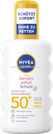 NIVEA SUN Sonnenspray sensitiv Sofortschutz LSF 50+, 200 ml
