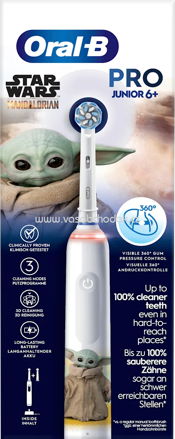 Oral-B Elektrische Zahnbürste Kinder PRO Junior Grogu/Starwars, ab 6 Jahren, 1 St