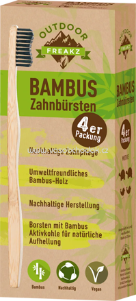 Outdoor Freakz Zahnbürste Bambus mittel 4 St Packung, 4 St