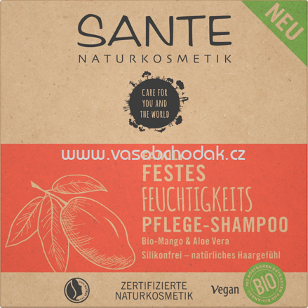 SANTE NATURKOSMETIK Festes Shampoo Feuchtigkeit Bio-Mango & Aloe Vera, 60 g