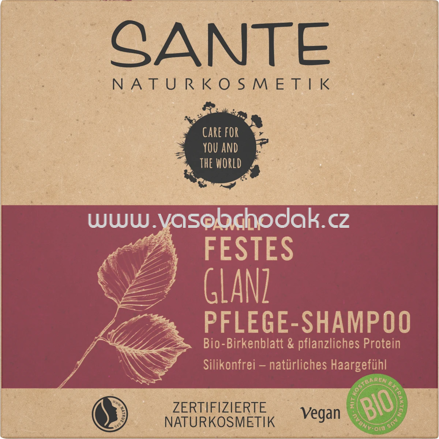 SANTE NATURKOSMETIK Festes Shampoo Glanz Bio-Birkenblatt & Pflanzliches Protein, 60 g